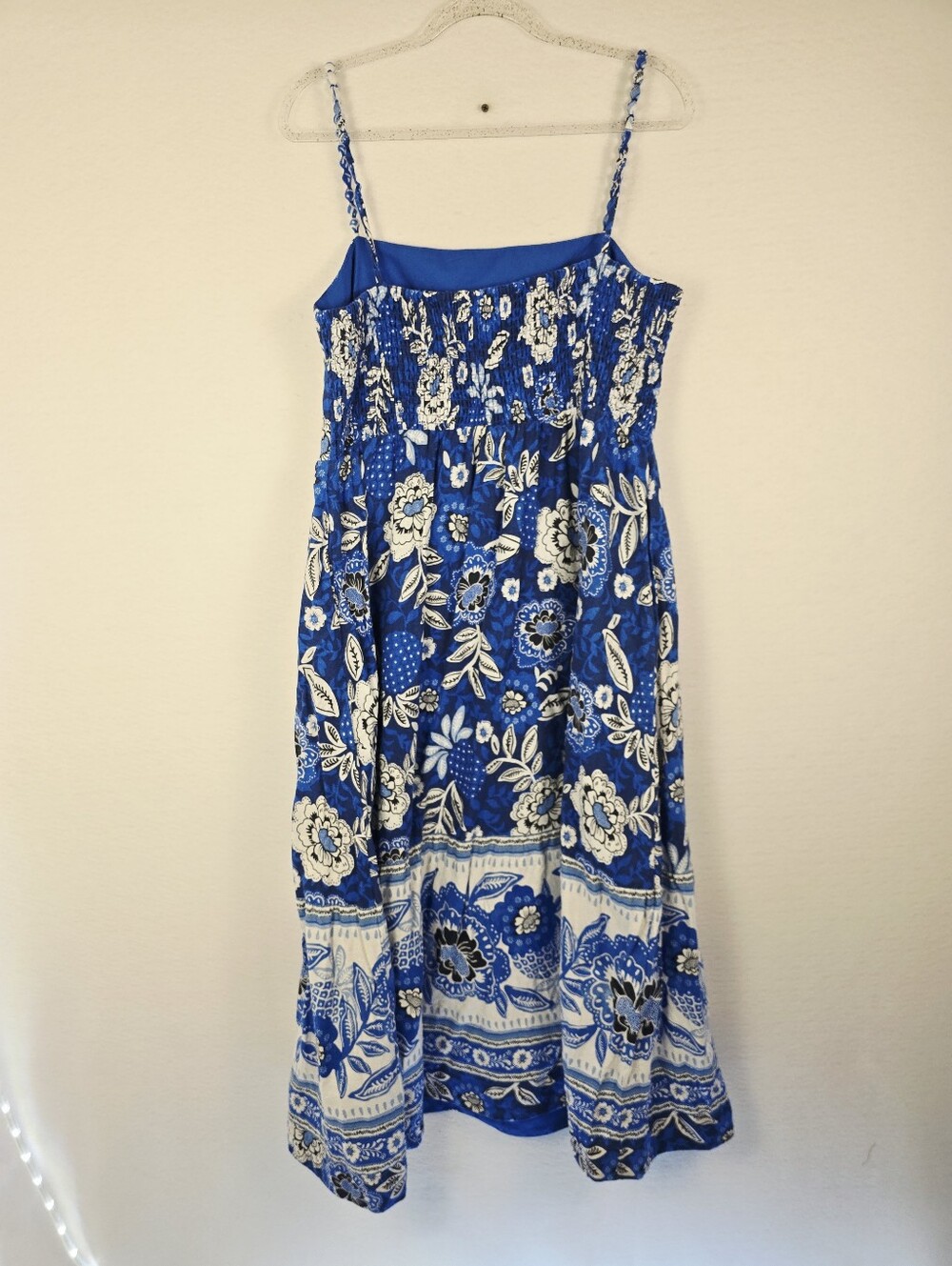 Rachel Zoe Blue White Floral Linen Blend Midi Cottage Sundress. Ladies Large - Picture 8 of 9